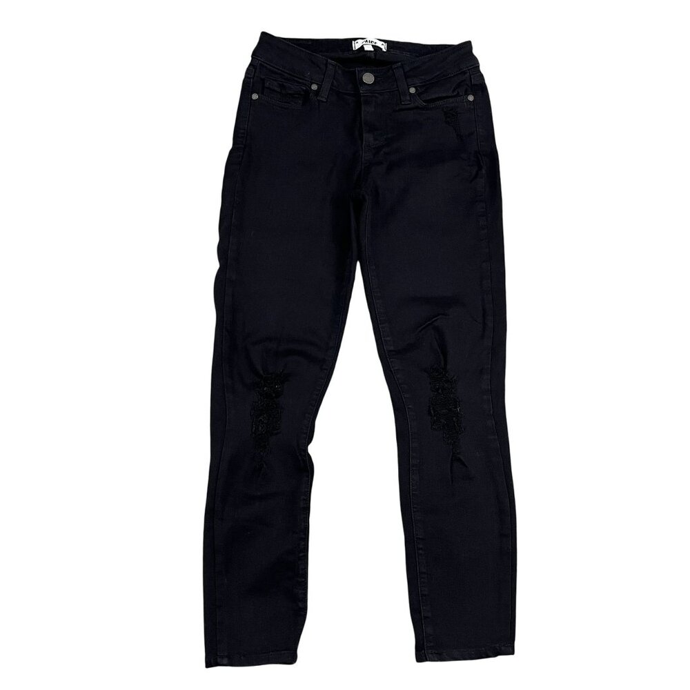 Paige Jeans Womens 25 Black Verdugo Ankle Distressed Mid Rise (fits 26 x 25)